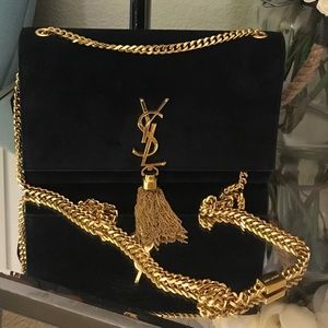 AUTHENTIC YSL monogram suede med tassel bag